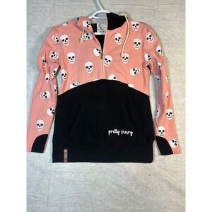 Ampersand Avenue Skull Print Pink Black‎ Hoodie Womens M